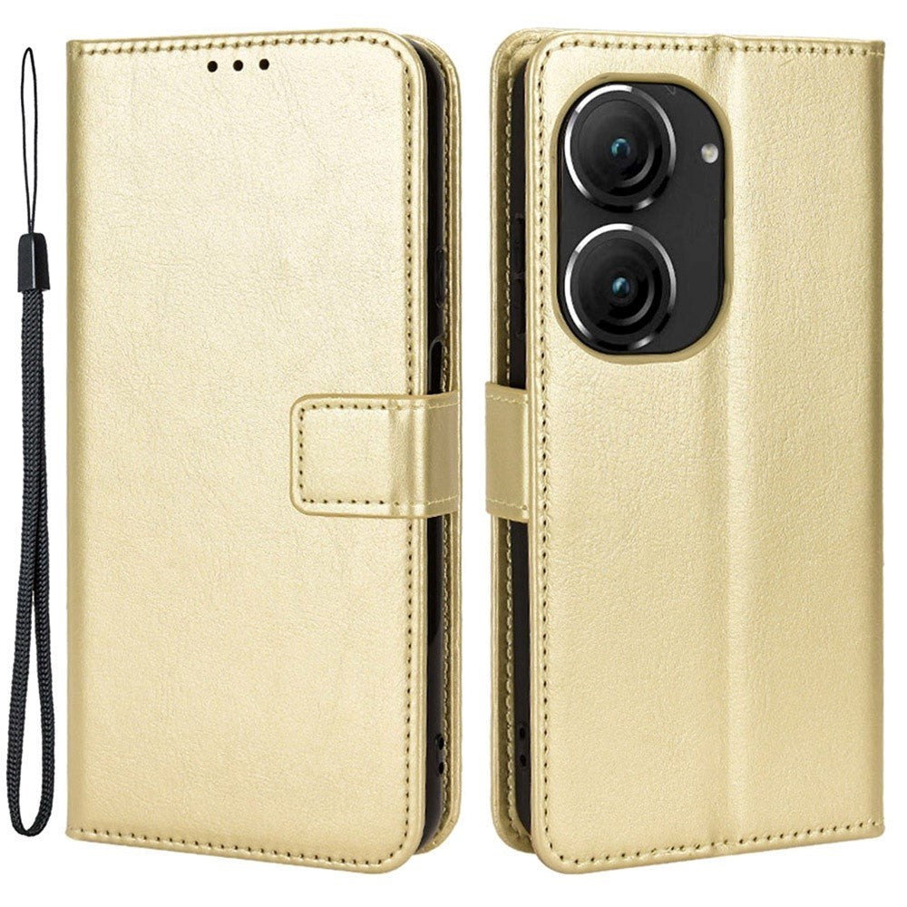 Asus Zenfone 10 / 9 Læder Cover m. Pung og Ståfunktion - Guld
