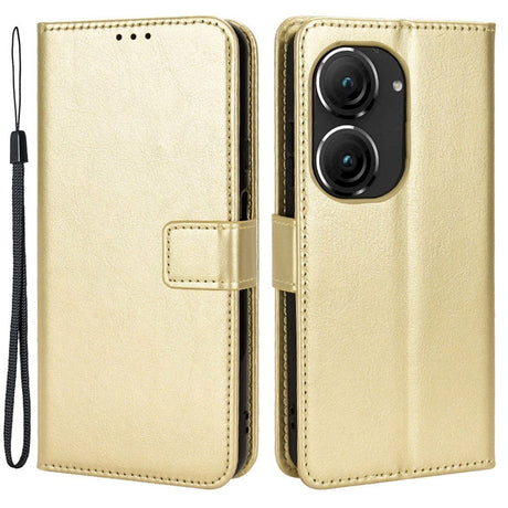 Asus Zenfone 10 / 9 Læder Cover m. Pung og Ståfunktion - Guld
