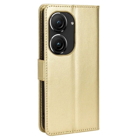 Asus Zenfone 10 / 9 Læder Cover m. Pung og Ståfunktion - Guld