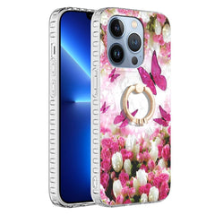 iPhone 14 Pro Max Fleksibel Plastik Cover m. Finger Ring - Dansende Sommerfugle
