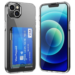 iPhone 14 Hybrid Plastik Cover m. Kortholder - Gennemsigtig