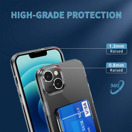 iPhone 14 Hybrid Plastik Cover m. Kortholder - Gennemsigtig