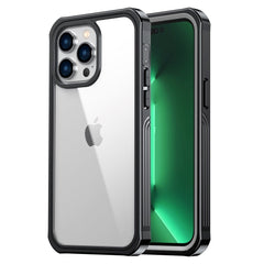 iPhone 14 Pro Hybrid Håndværker Cover m. Glas Skærmbeskyttelse - Gennemsigtig / Sort