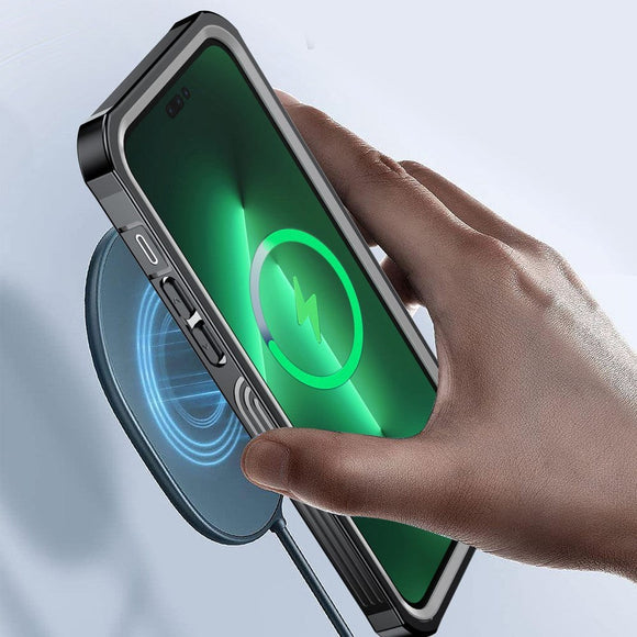 iPhone 14 Pro Hybrid Håndværker Cover m. Glas Skærmbeskyttelse - Gennemsigtig / Sort
