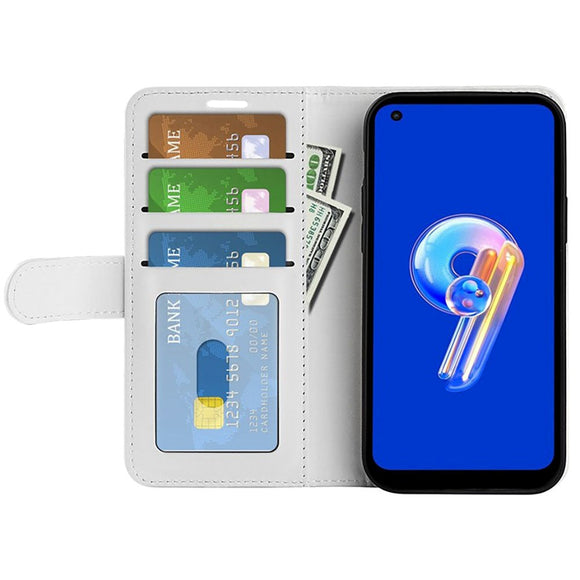 Asus Zenfone 9 Neutralt Læder Cover m. Pung - Hvid