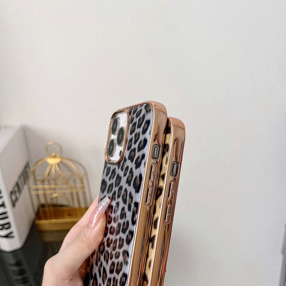 iPhone 14 Pro Fleksibelt Bagside Cover - Leopard Mønster - Rød
