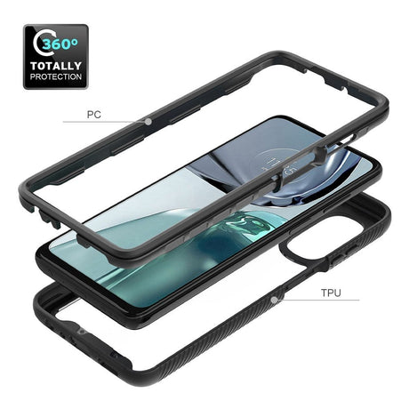 Motorola Moto G62 Håndværker Cover m. Gennemsigtig Bagside - Rød