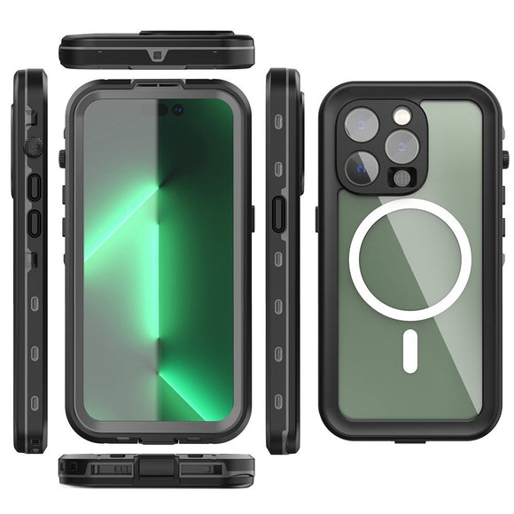 iPhone 14 Pro Redpepper IP68 Vandtæt Cover - MagSafe Kompatibel - Sort / Gennemsigtig