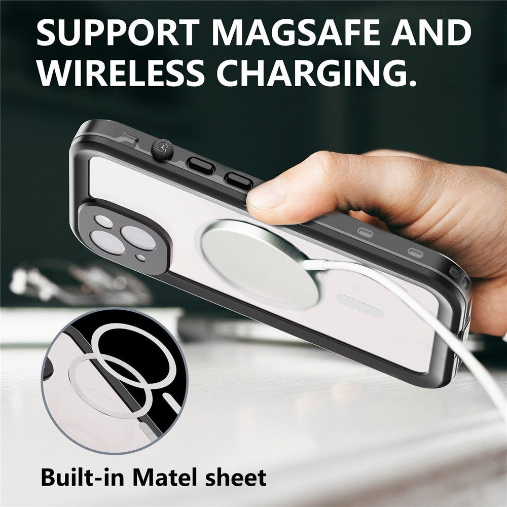 iPhone 14 Redpepper IP68 Vandtæt Cover - MagSafe Kompatibel - Sort / Gennemsigtig
