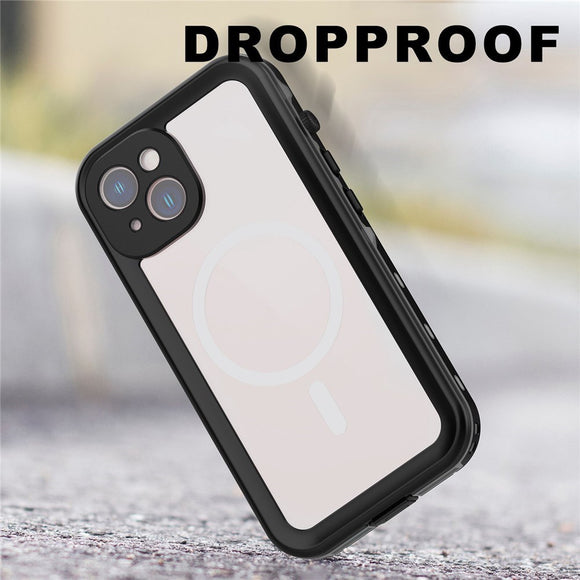 iPhone 14 Redpepper IP68 Vandtæt Cover - MagSafe Kompatibel - Sort / Gennemsigtig