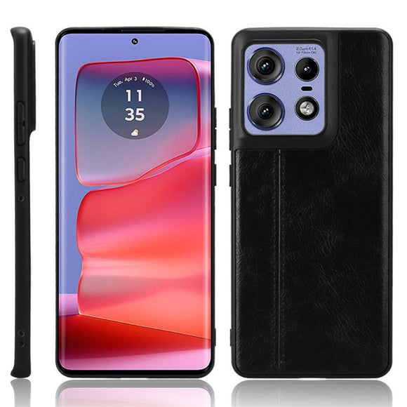 EIDERWOOD Motorola Edge 50 Pro Læderbelagt Plastik Cover - Sort
