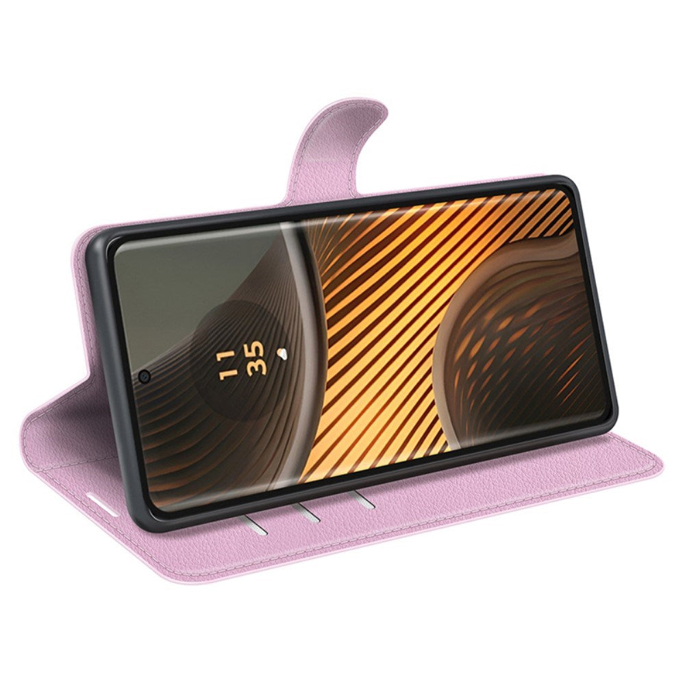 EIDERWOOD Motorola Edge 50 Ultra Litchi Læder Cover m. Pung - Lyserød