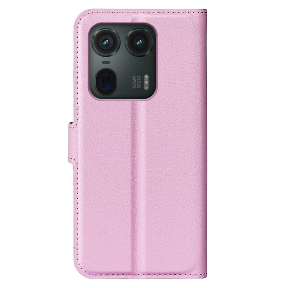 EIDERWOOD Motorola Edge 50 Ultra Litchi Læder Cover m. Pung - Lyserød
