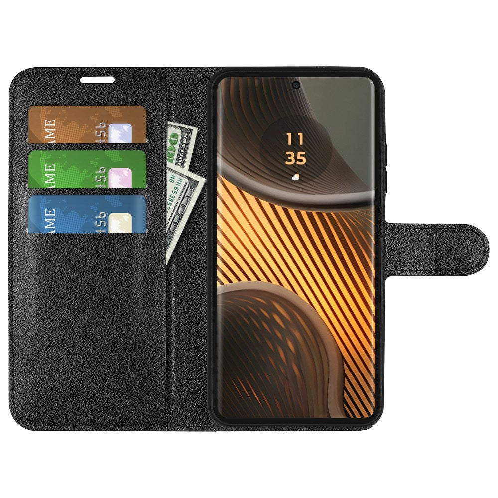 EIDERWOOD Motorola Edge 50 Ultra Litchi Læder Cover m. Pung - Sort