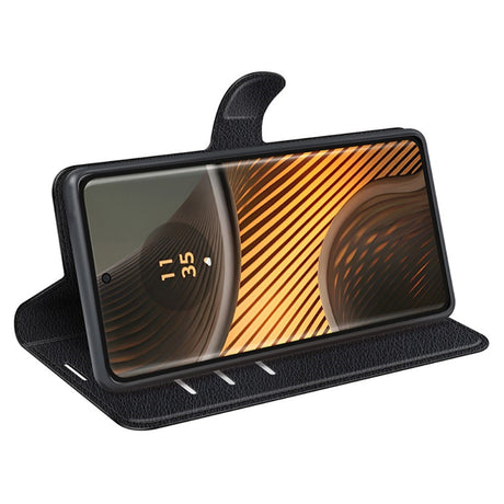 EIDERWOOD Motorola Edge 50 Ultra Litchi Læder Cover m. Pung - Sort