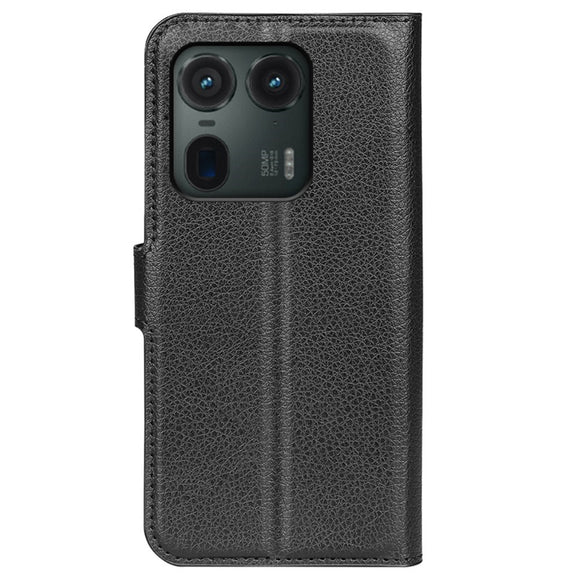 EIDERWOOD Motorola Edge 50 Ultra Litchi Læder Cover m. Pung - Sort