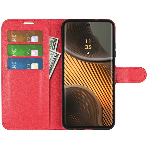 EIDERWOOD Motorola Edge 50 Ultra Litchi Læder Cover m. Pung - Rød