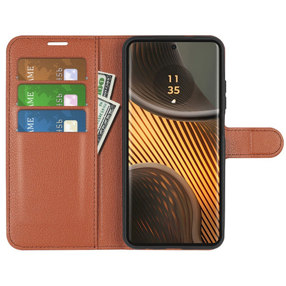 EIDERWOOD Motorola Edge 50 Ultra Litchi Læder Cover m. Pung - Brun
