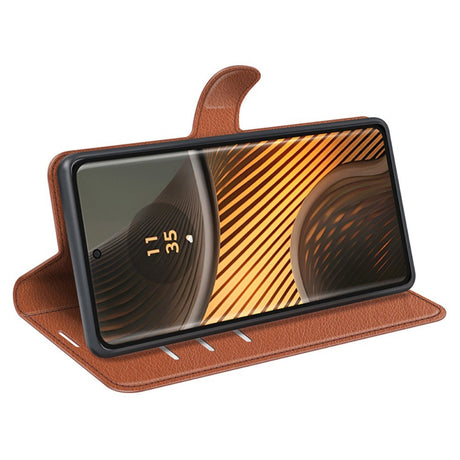 EIDERWOOD Motorola Edge 50 Ultra Litchi Læder Cover m. Pung - Brun