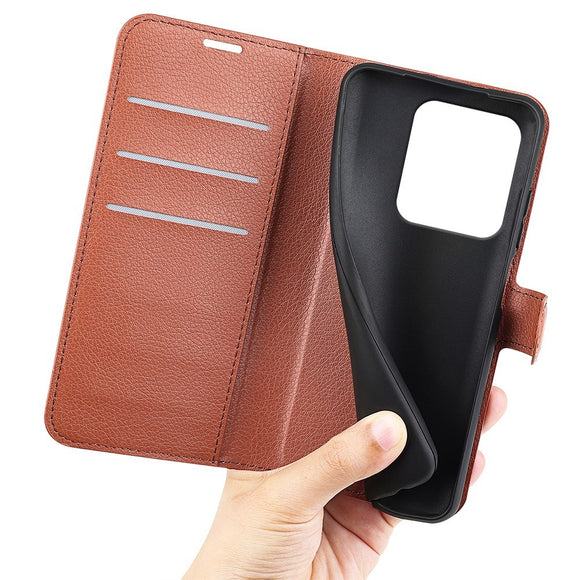 EIDERWOOD Motorola Edge 50 Ultra Litchi Læder Cover m. Pung - Brun