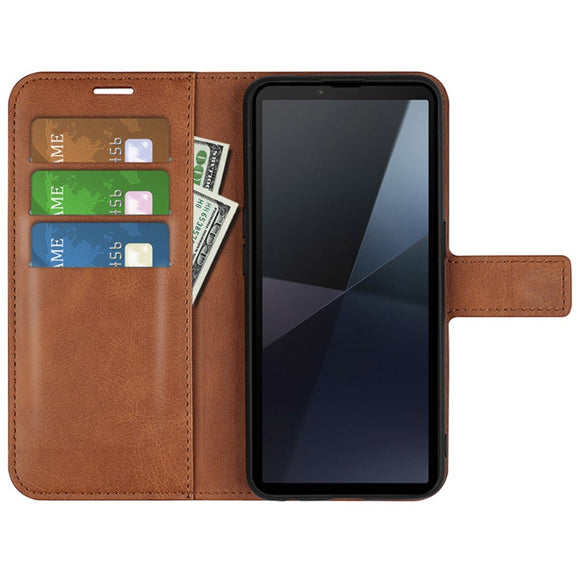 EIDERWOOD Sony Xperia 10 VI Kunstlæder Cover m. Kortholder & Ståfunktion - Lysebrun
