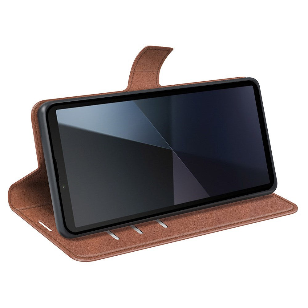 EIDERWOOD Sony Xperia 10 VI Kunstlæder Cover m. Kortholder & Ståfunktion - Lysebrun