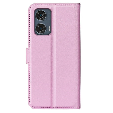 EIDERWOOD Motorola Edge 50 Fusion Litchi Læder Cover m. Pung - Lyserød