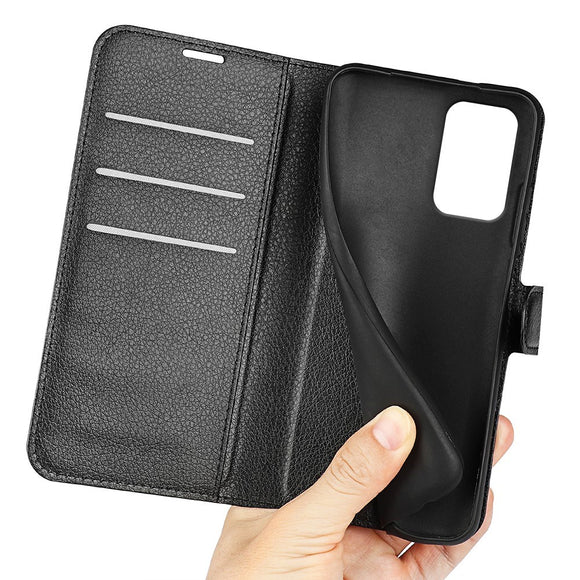 EIDERWOOD Motorola Edge 50 Fusion Litchi Læder Cover m. Pung - Sort
