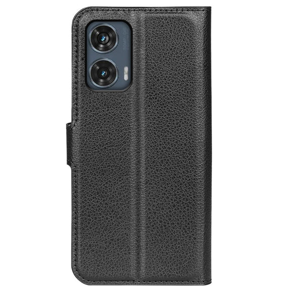 EIDERWOOD Motorola Edge 50 Fusion Litchi Læder Cover m. Pung - Sort