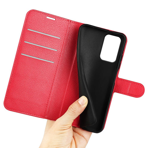 EIDERWOOD Motorola Edge 50 Fusion Litchi Læder Cover m. Pung - Rød