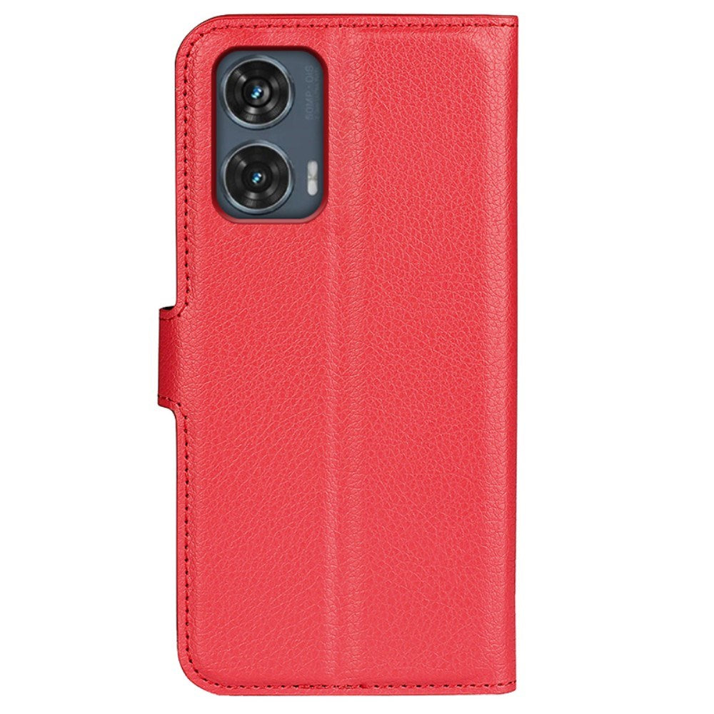 EIDERWOOD Motorola Edge 50 Fusion Litchi Læder Cover m. Pung - Rød