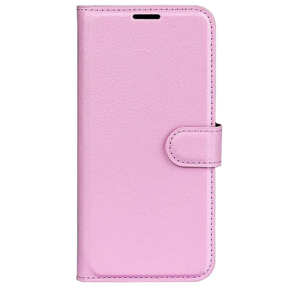 EIDERWOOD iPhone 16 Plus Litchi Læder Cover m. Pung - Lyserød
