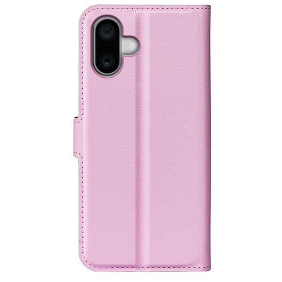 EIDERWOOD iPhone 16 Plus Litchi Læder Cover m. Pung - Lyserød