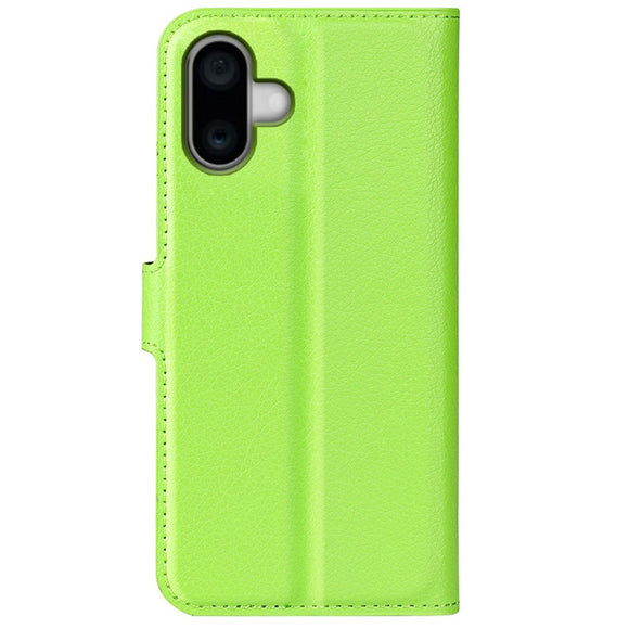 EIDERWOOD iPhone 16 Plus Litchi Læder Cover m. Pung - Grøn