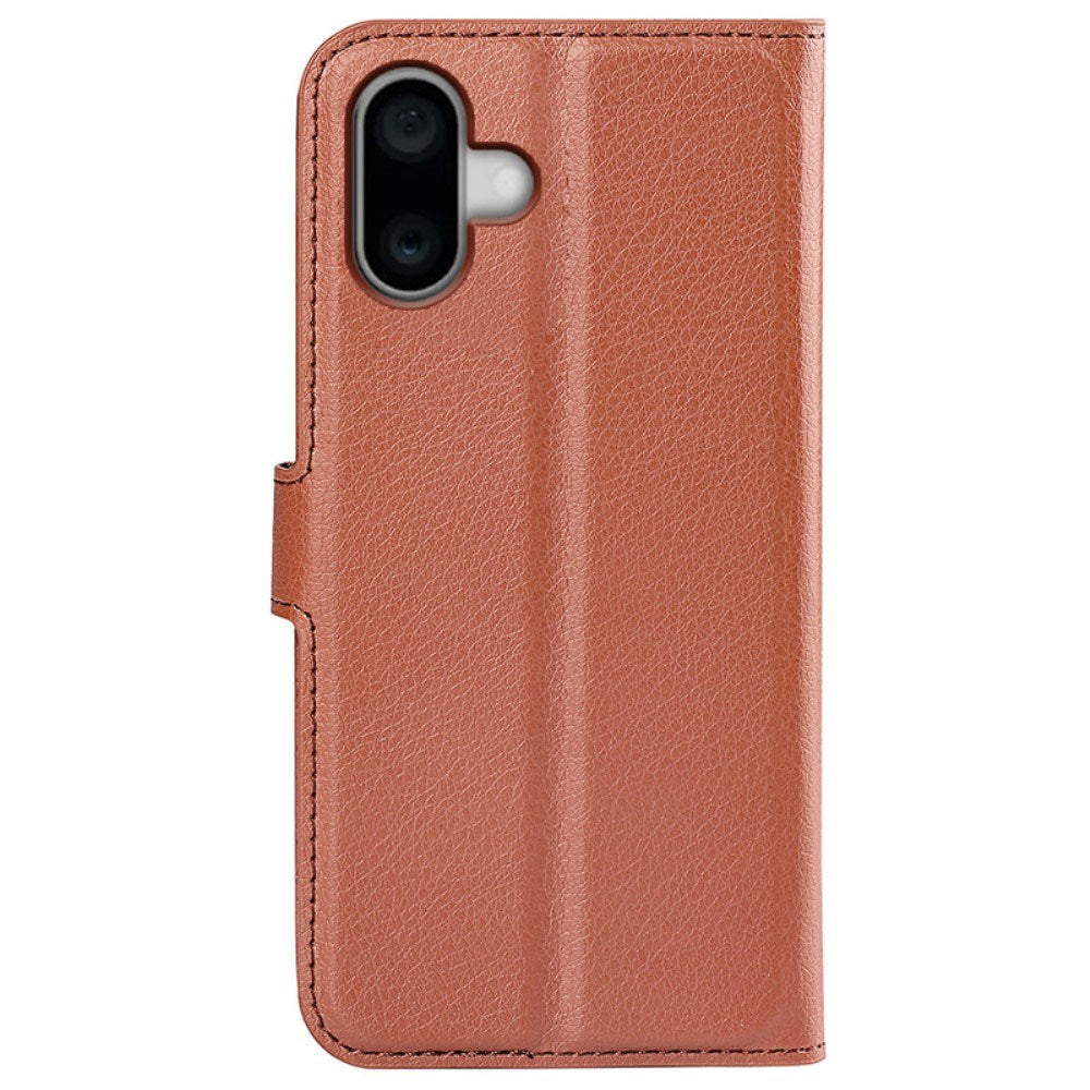 EIDERWOOD iPhone 16 Plus Litchi Læder Cover m. Pung - Brun