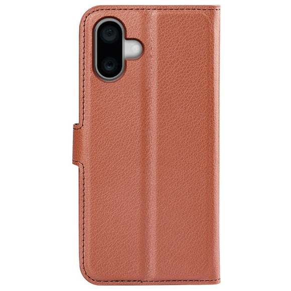 EIDERWOOD iPhone 16 Plus Litchi Læder Cover m. Pung - Brun