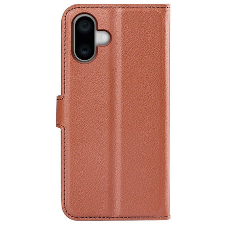 EIDERWOOD iPhone 16 Litchi Læder Cover m. Pung - Brun