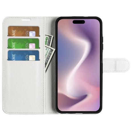 EIDERWOOD iPhone 16 Litchi Læder Cover m. Pung - Hvid