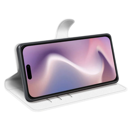 EIDERWOOD iPhone 16 Litchi Læder Cover m. Pung - Hvid
