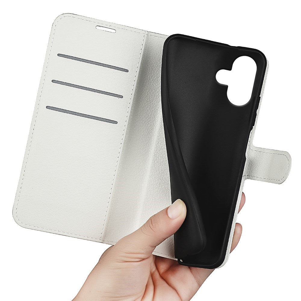 EIDERWOOD iPhone 16 Litchi Læder Cover m. Pung - Hvid