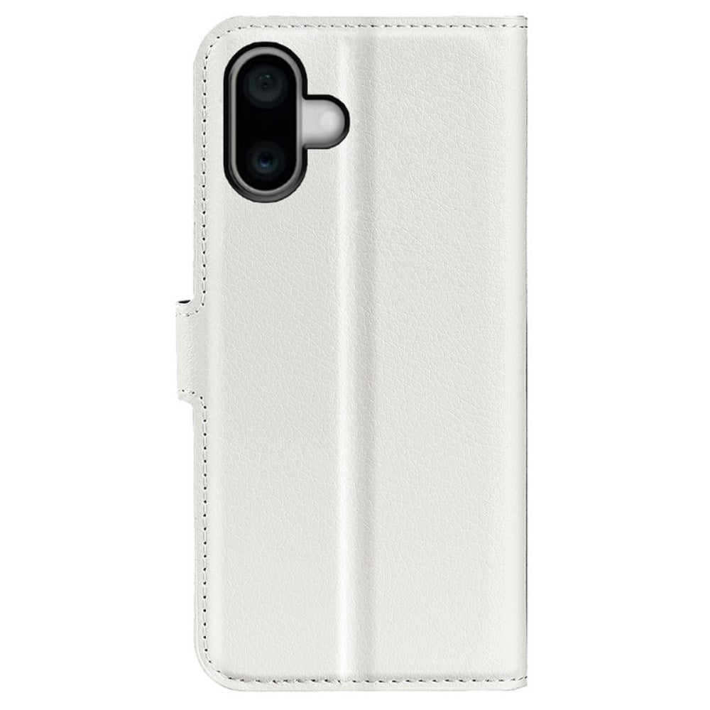EIDERWOOD iPhone 16 Litchi Læder Cover m. Pung - Hvid