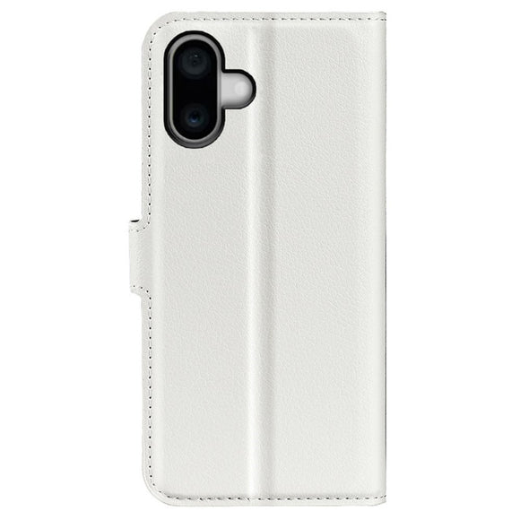 EIDERWOOD iPhone 16 Litchi Læder Cover m. Pung - Hvid