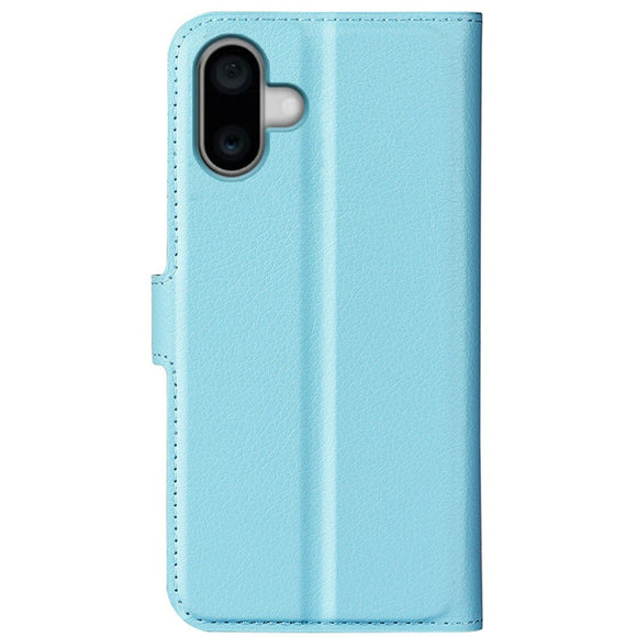 EIDERWOOD iPhone 16 Litchi Læder Cover m. Pung - Blå