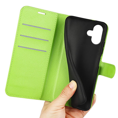 EIDERWOOD iPhone 16 Litchi Læder Cover m. Pung - Grøn