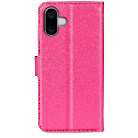 EIDERWOOD iPhone 16 Litchi Læder Cover m. Pung - Pink
