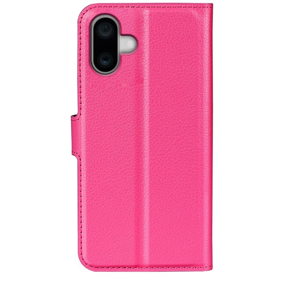 EIDERWOOD iPhone 16 Litchi Læder Cover m. Pung - Pink