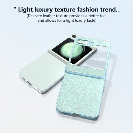 EIDERWOOD Samsung Galaxy Z Flip7 FE / Flip6 Læderbetrukket Glitrende Plastik Cover - Mint Grøn