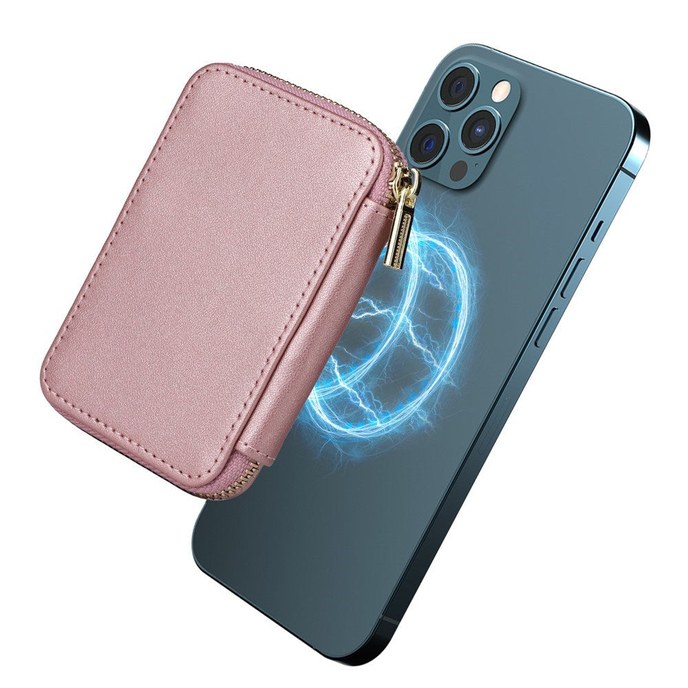 EIDERWOOD Magnetisk Pung / Kortholder m. Lynlås - MagSafe Kompatibel - Rose Gold