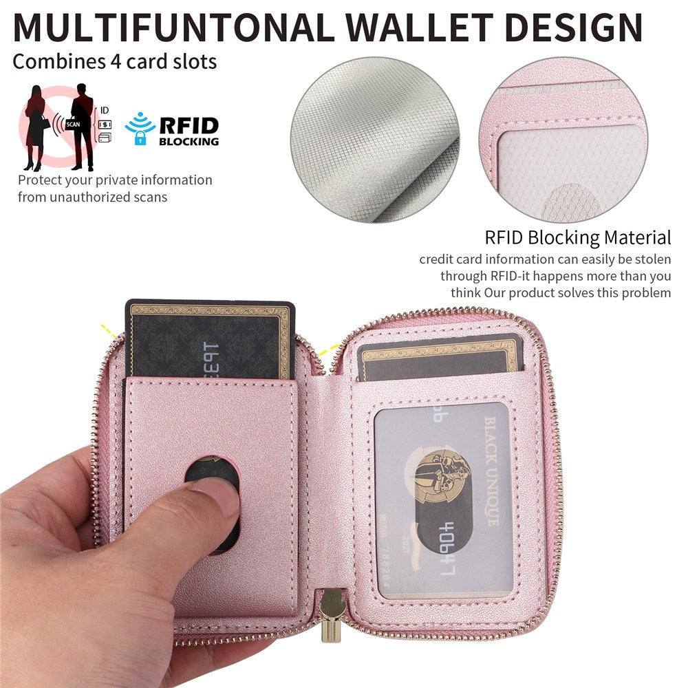 EIDERWOOD Magnetisk Pung / Kortholder m. Lynlås - MagSafe Kompatibel - Rose Gold