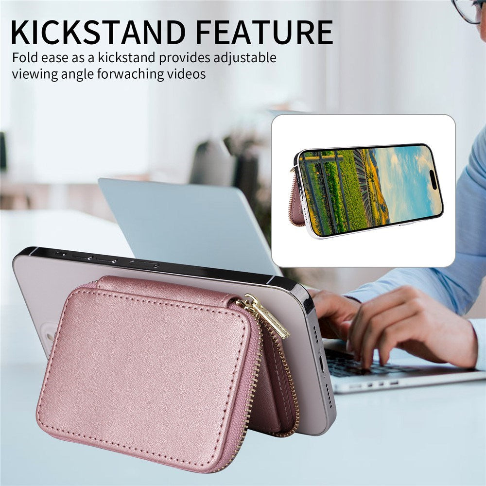 EIDERWOOD Magnetisk Pung / Kortholder m. Lynlås - MagSafe Kompatibel - Rose Gold